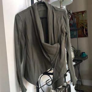 Blank NYC Olive Green Faux Suede Two-Way Jacket